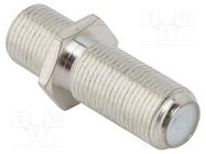 Adapter; F female,both sides; Insulation: PTFE; 75Ω; brass; 1GHz AMPHENOL RF