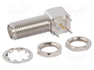 Connector: SMA; socket; female; angled 90°; 50Ω; THT; PTFE AMPHENOL RF