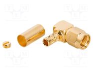 Connector: SMA; plug; male; angled 90°; 50Ω; soldering,crimped AMPHENOL RF