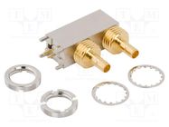 Connector: Mini SMB; socket; male; angled 90°; 75Ω; THT; PTFE AMPHENOL RF