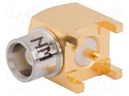 Connector: MCX; socket; female; angled 90°; 50Ω; THT; on PCBs; PTFE AMPHENOL RF