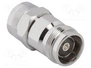 Adapter; 4,3-10 female,N male; Insulation: PTFE; 50Ω; brass; 3GHz AMPHENOL RF