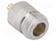 Adapter; N female,PSMP male; Insulation: PTFE; 50Ω; 10GHz AMPHENOL RF