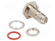 Adapter; MCX female,SMA female; Insulation: PTFE; 50Ω; brass; IP67 AMPHENOL RF