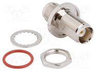 Adapter; TNC female,both sides; Insulation: PTFE; 50Ω; Mat: brass AMPHENOL RF