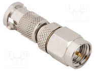 Adapter; HD-BNC male,SMA male; Insulation: PTFE; 50Ω; Mat: brass AMPHENOL RF