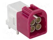 Connector: Mini FAKRA; socket; male; angled 90°; on PCBs; THT; 50Ω AMPHENOL RF