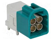 Connector: Mini FAKRA; socket; male; angled 90°; on PCBs; THT; 50Ω AMPHENOL RF