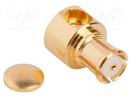 Connector: coaxial; plug; female; angled 90°; 50Ω; soldering; SMP AMPHENOL RF