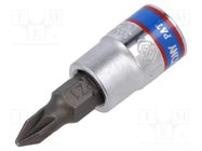 Socket; socket spanner; PZ1; 1/4"; 37mm; Bit: Pozidriv® KING TONY