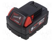 Re-battery: Li-Ion; 18V; 5000mAh; packs Milwaukee