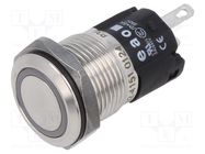 Indicator: LED; flat; blue; 24VDC; 24VAC; Ø16mm; Body: silver; 82 EAO