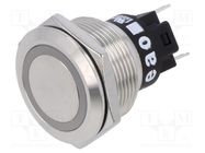 Indicator: LED; flat; green; 12VDC; 12VAC; Ø22mm; Body: silver; 82 EAO