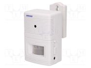 Wireless motion sensor; wall mount; 6VDC; IP20; 6m; 100° ORNO