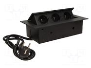 Plug socket strip: furniture; IP20; 3600W; black; 250VAC ORNO
