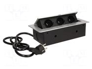 Plug socket strip: furniture; IP20; 3600W; silver; 250VAC ORNO