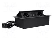 Plug socket strip: furniture; IP20; 3600W; black; 250VAC ORNO