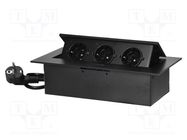 Plug socket strip: furniture; IP20; 3680W; black; 230VAC ORNO