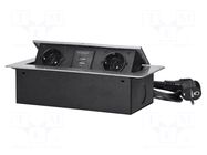 Plug socket strip: furniture; IP20; 3600W; silver; 250VAC ORNO