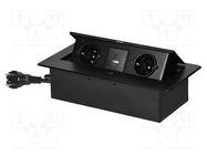 Plug socket strip: furniture; IP20; 3680W; black; 230VAC ORNO