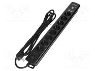 Plug socket strip: protective; Sockets: 8; 230VAC; 16A; black; 3m ORNO