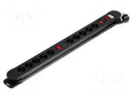 Plug socket strip: protective; Sockets: 10; 230VAC; 16A; black VIRONE