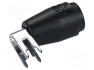 Connector: 4mm banana; socket; black; 25A; 27.7mm; PCB; 5mΩ; 1kV CAL TEST