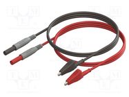 Test leads; Len: 0.3m; insulated; banana plug 4mm,aligator clip CAL TEST