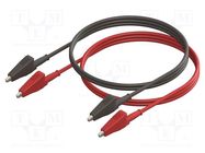 Test leads; Inom: 10A; Len: 1m; both sides,aligator clip; -20÷80°C CAL TEST