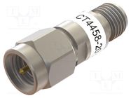 Attenuator; SMA socket,SMA plug; 50Ω; 20dB; 18GHz CAL TEST