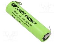 Re-battery: Ni-MH; 7/5A; 1.2V; 3800mAh; soldering lugs; Ø17.5x67mm GP