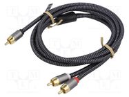 Cable; RCA plug,RCA plug x2; 2m; Plating: gold-plated; black-gray Goobay