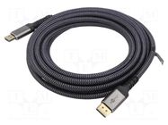 Cable; DisplayPort plug,both sides; PVC; textile; Len: 5m; Core: Cu Goobay