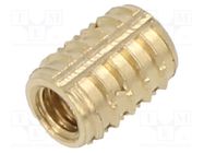 Threaded insert; brass; M3; L: 6.25mm; Features: duroplast TAPPEX