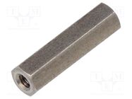 Screwed spacer sleeve; 15mm; Int.thread: M2; hexagonal DREMEC