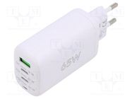 Power supply: switching; mains,plug; 5VDC; 65W; Plug: EU; white Goobay