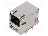 Connector: RJ45 + USB A; socket; PIN: 8; shielded,with LED; THT ADAM TECH