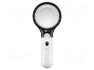 Hand magnifier; Lens: Ø22mm,Ø75mm; Illumin: LED; white; 10000K Goobay