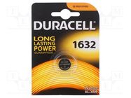 Battery: lithium; CR1632; 3V; non-rechargeable; Ø16x3.2mm; 1pcs. DURACELL