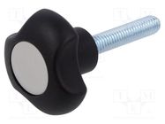 Knob; Ø: 32mm; Ext.thread: M6; Int.thread: M6; 16mm; H: 22mm; Cap: grey ELESA+GANTER