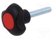 Knob; Ø: 32mm; Ext.thread: M8; Int.thread: M8; 30mm; H: 22mm; Cap: red ELESA+GANTER