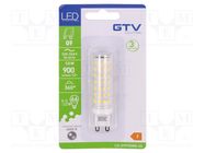 LED lamp; neutral white; G9; 230VAC; 900lm; 9.5W; 360°; 4000K GTV Poland