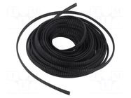 Braid; ØBraid : 5÷10mm; polyester; black; -55÷150°C; L: 10m; reel PARTEX