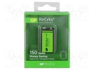 Re-battery: Ni-MH; 6F22; 8.4V; 150mAh; ReCyko+; blister; Ready2Use GP