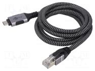 Cable; USB 3.1; RJ45 plug,USB C plug; nickel plated; 1.5m; U/FTP Goobay