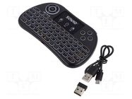 Keyboard; black; USB A; wireless; Features: touchpad,with LED; 10m SAVIO