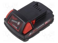 Re-battery: Li-Ion; 18V; 2000mAh; packs Milwaukee