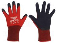 Protective gloves; Size: 8,M; red; polyester; Comfort WONDER GRIP