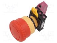 Switch: emergency stop; 22mm; Stabl.pos: 2; NC; red; IP65; mushroom IDEC