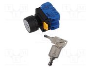 Switch: rotary with key; 22mm; Stabl.pos: 1; NO x2; black; none IDEC